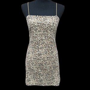 Kendall & Kylie Mini Bodycon Dress Med Tan Leopard Animal Print Stretch Mobwife